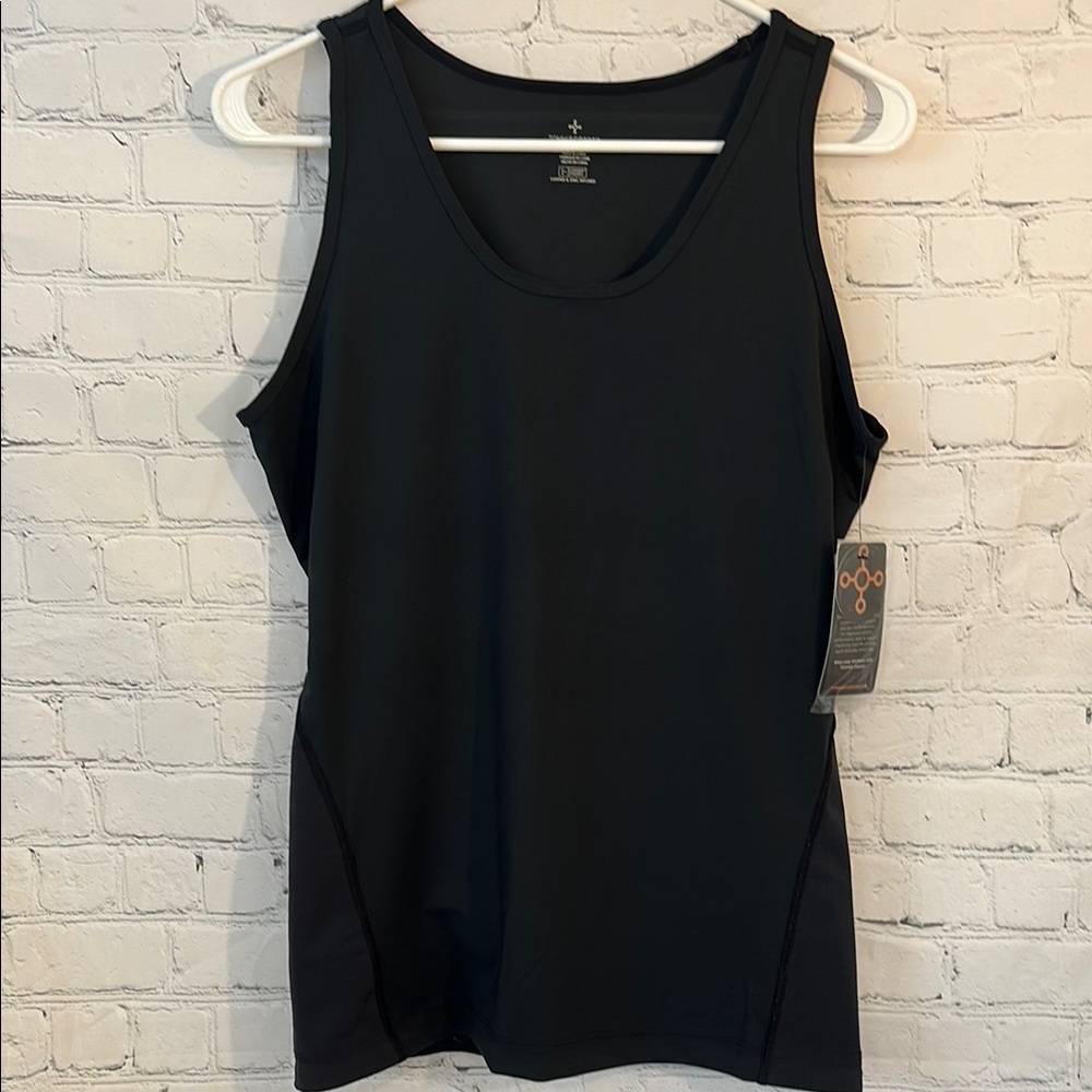 Tommie Copper Black Lower Back Support Sleeveless Tank-copper &zinc infused